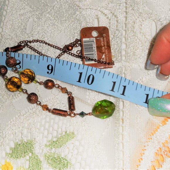 Antique Copper-Colored Beaded Necklace NWT - Picture 5 of 6